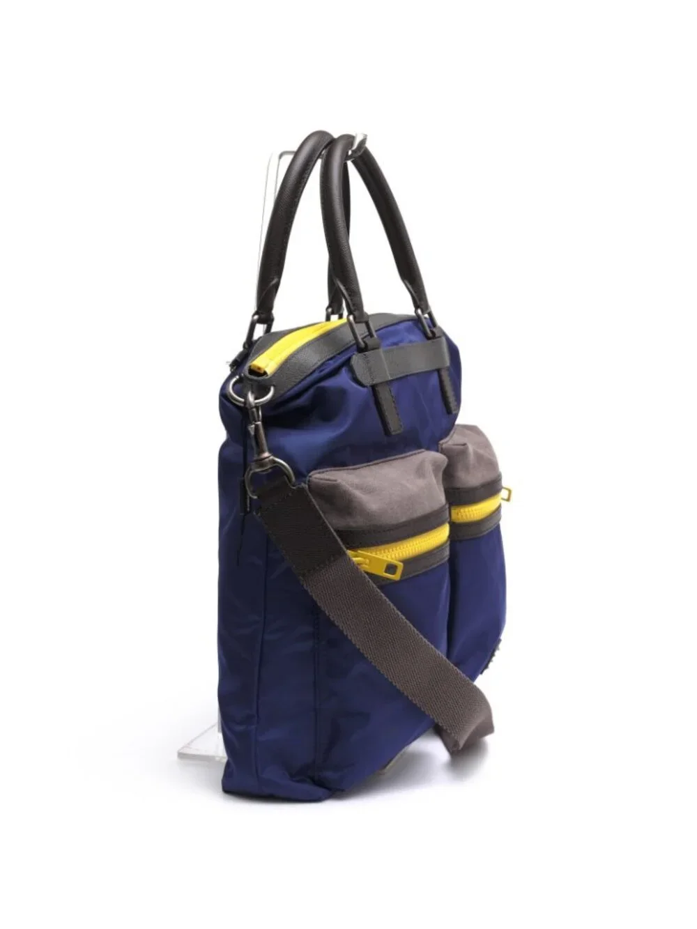 Dolce & Gabbana Tote Nylon Leather Blue Shopping Cot Dauphine